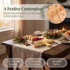 Veemoon Christmas Tree Serving Platter Small Bamboo Charcuterie Board Appetizer Display Tray Divided Candy Dish with 3 Compartments Snack Dessert Candy Fruit Plates for Xmas Party