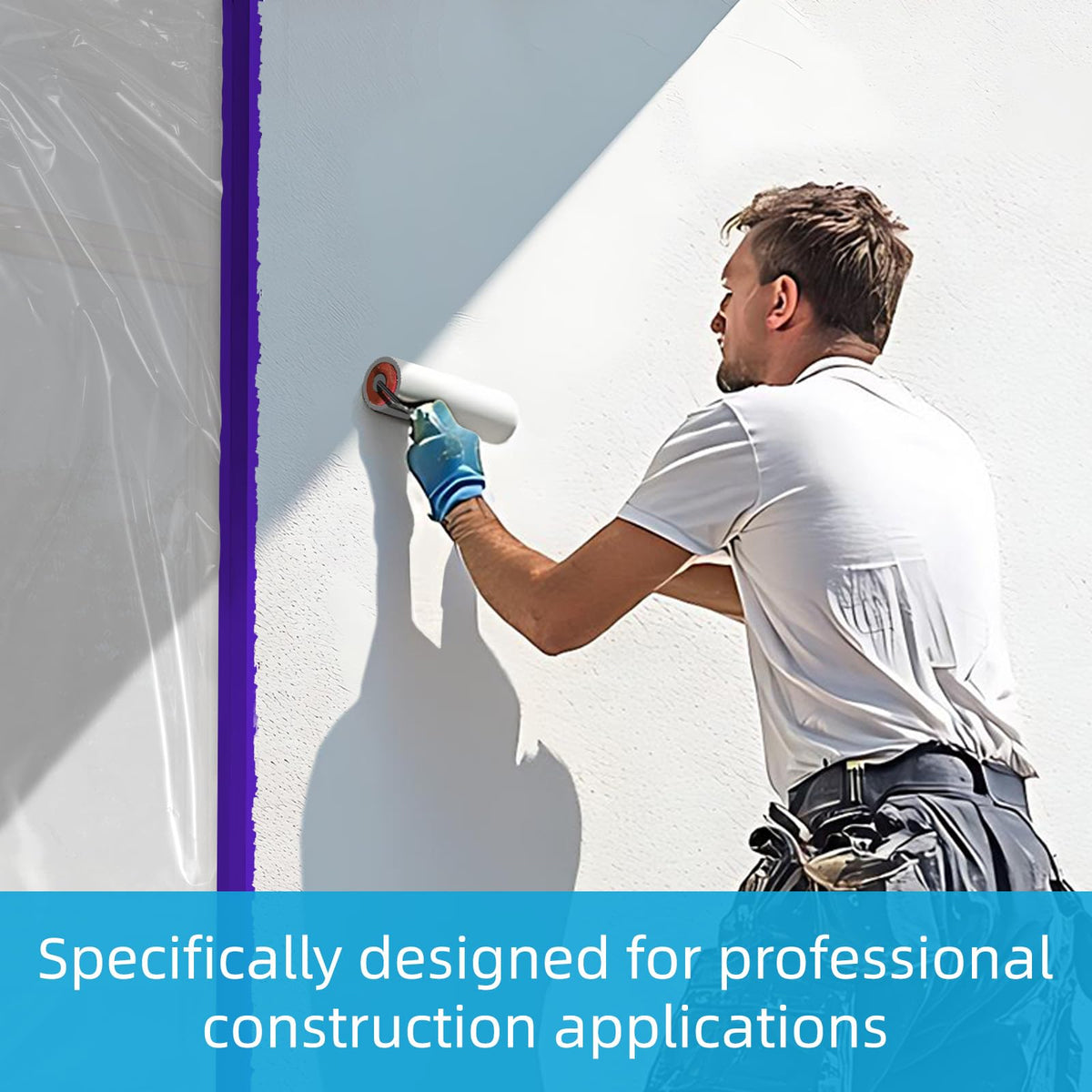 Blue Stucco Tape, 2 Inch x 60 Yards x 2 Roll, UV-Resistant Blue Stucco Tape, Waterproof Polyethylene Masking Tape for Home Renovation, Construction, Surface Protection, Tile Scratch Prevention 2 Rolls