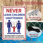 14x10″ Pool Safety Signs, Pool Signs for Outside, 2 Pack, PSP-2302 NoLifeguard & AttendChildren