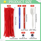 Relaxgiant 50 Set Fork Craft Kit DIY Disposable Creativity Sporks Red Pipe Cleaners Self Adhesive Wiggle Googly Eyes Make Your Own Craft Kit 202