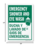SmartSign "Emergency Shower & Eye Wash" Bilingual Sign | 10" x 14" Aluminum, Made in USA