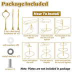 QTLCOHD 15 Sets 3 Tiered Cake Stand Hardware Kit, Zinc-Alloy, Gold Crown
