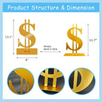 Metal Dollar Sign Tabletop Decor, Golden Dollar Metal Table Top Decor, Gold Centerpieces for Table, US Money Party Decoration, Casino Night Theme Party Supplies