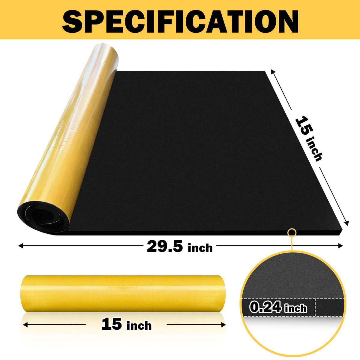 Aquarium Leveling Fish Tank Mat for Under Tank 15x29.5 inch | 6mm Thick Neoprene Padding with Self-Adhesive Backing Shockproof Waterproof Cut to Fit for 5/10/15/20 Gallon Tank