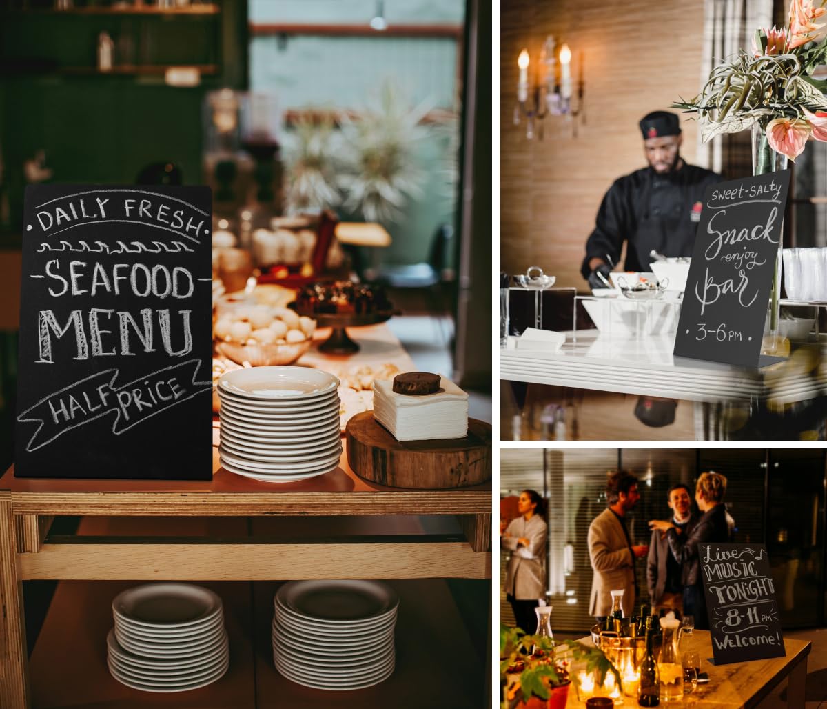 Metal Chalkboard Sign 11 x 17 inches - Food Signs for Party Buffet, Mini Chalkboard Sign, Food Display Card, Kitchen Tabletop Chalkboards, Small Standing Menu Boards for Wedding Black 11 X 17 Inches