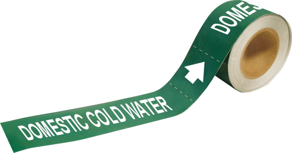 Brady 73886 Pipe Marker, Domestic Cold Water, 2" Height (Pack of 25)