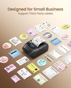 CLABEL 221B Label Printer with 5 Tapes,  2"  Bluetooth Label maker 2 Inch-Black+5roll Printer+5 Roll