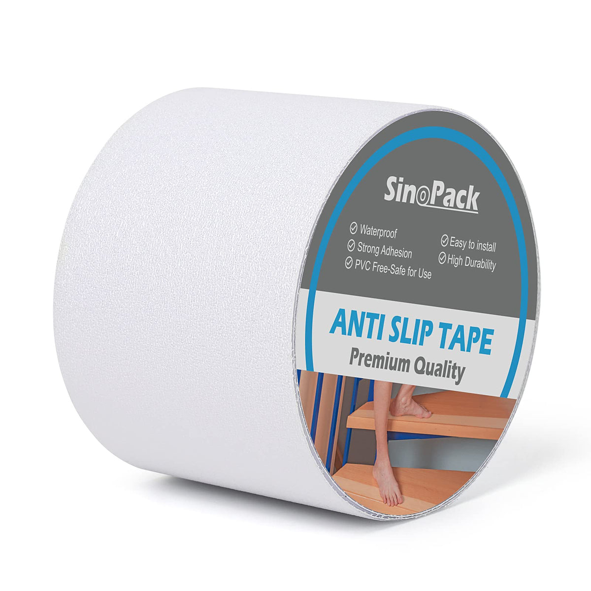 Clear Non Skid Tape 4Inch x 30FT Grip Tape Heavy Duty Waterproof Non Slip Roll Easy to Cut Waterproof for Stairs Safety Non Skid, Comfortable for Bare Foot Clear