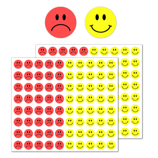 6000 Pieces - 1/2" Smiling Happy Sad Face Behavior Emotion Stickers, Red/Yellow 6000 Pieces