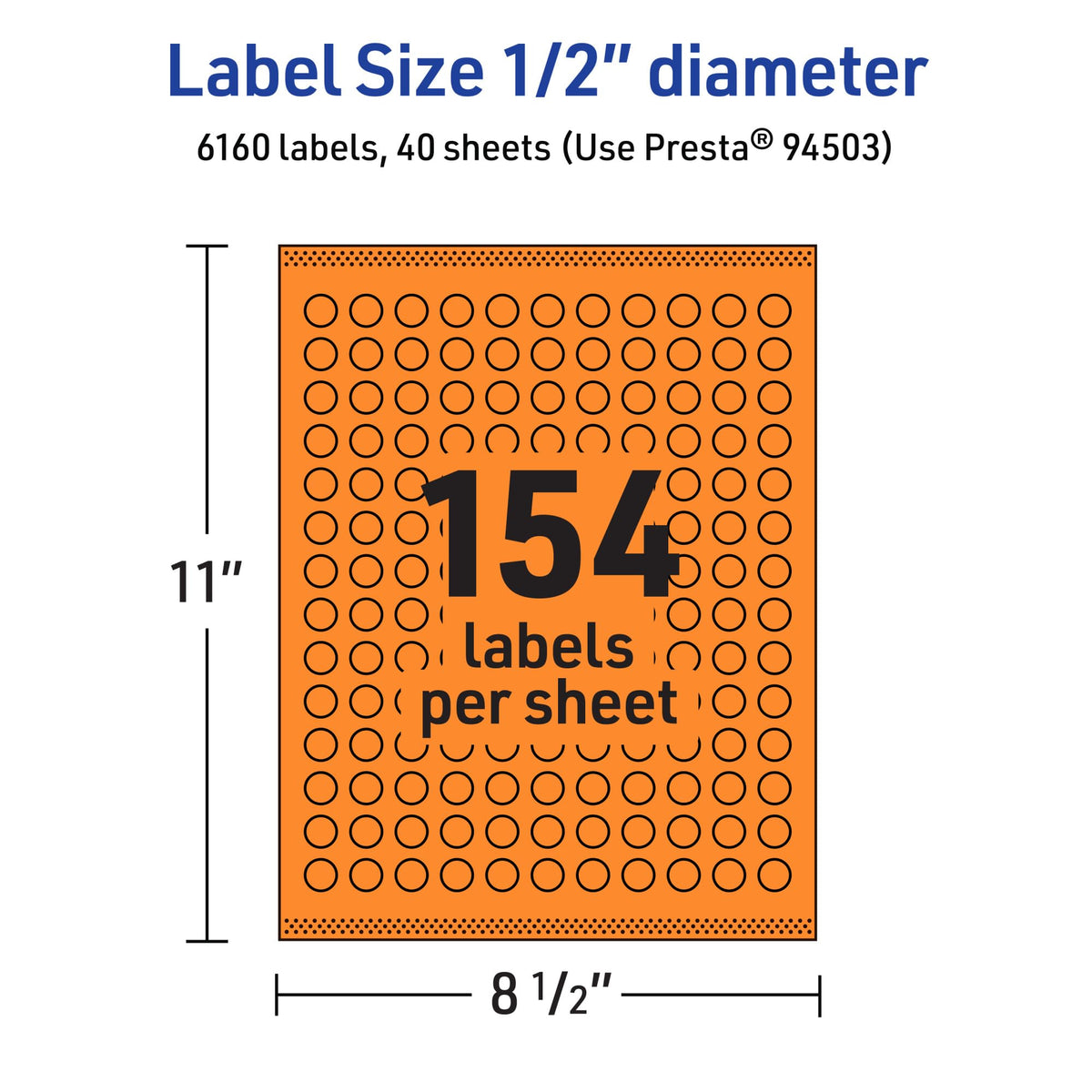 Avery® Printable Round Labels, Sure Feed® Technology, 1/2" Diameter, Bright Orange Labels, Print-to-the-Edge, Laser/Inkjet, 6,160 Total, Great for Price Stickers and Mailing Seals 6,160 labels