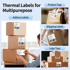 Phomemo 4X6 Thermal Labels - Shipping Labels, Thermal Printer Label, Roll Label for Shipping Label, Address, Mail, Compatible with Zebra, Munbyn, Rollo, Polono, Nelko, Pack of 500, White White-500 4x6-Roll