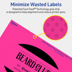 Avery Printable Oval Labels, Sure Feed Technology, 4" x 6", Neon Magenta Labels, Print-to-The-Edge, Laser/Inkjet Printable, 40 Total, Great for Packaging and Candles 40 labels