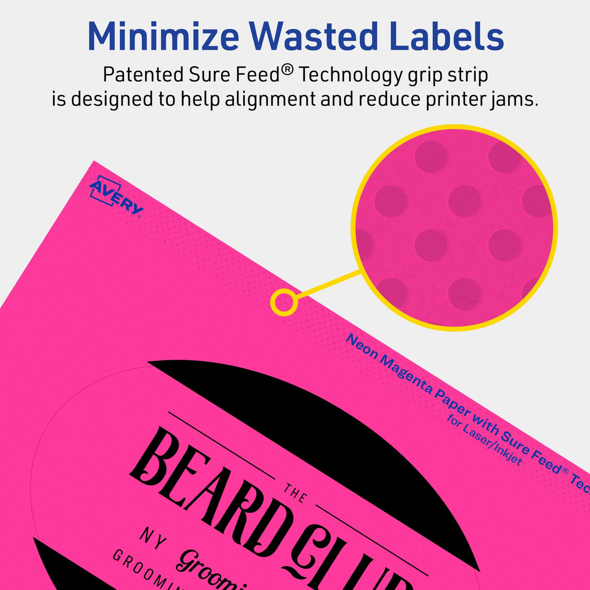 Avery Printable Oval Labels, Sure Feed Technology, 4" x 6", Neon Magenta Labels, Print-to-The-Edge, Laser/Inkjet Printable, 40 Total, Great for Packaging and Candles 40 labels
