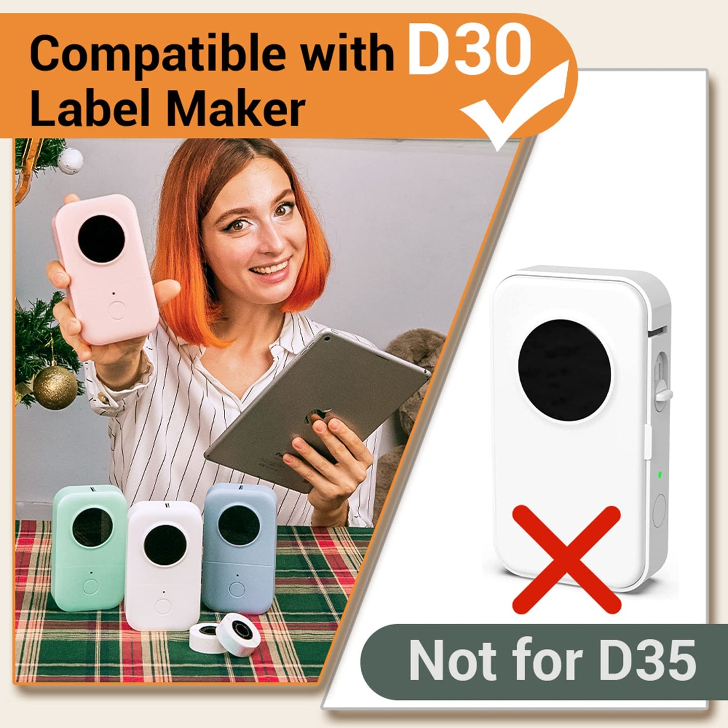 D30 Label Maker Tape - Compatible with Memoking/Phomemo D30 Label Printer Machine, 12x30mm Waterproof Thermal Printer Labels, Purple/Rose Red/Pink Sticker Machine Label, 3 Rolls