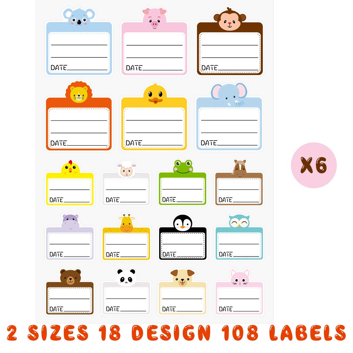 Food Containers Stickers Daycare Labels Removable Waterproof Labels for Kitchen Kids Bottle 108Pcs