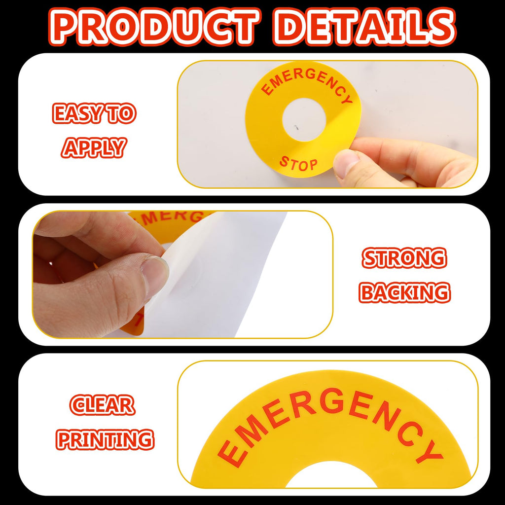 Dunzoom 50 Pcs Emergency Stop Warning Stickers Bulk, Self-Adhesive