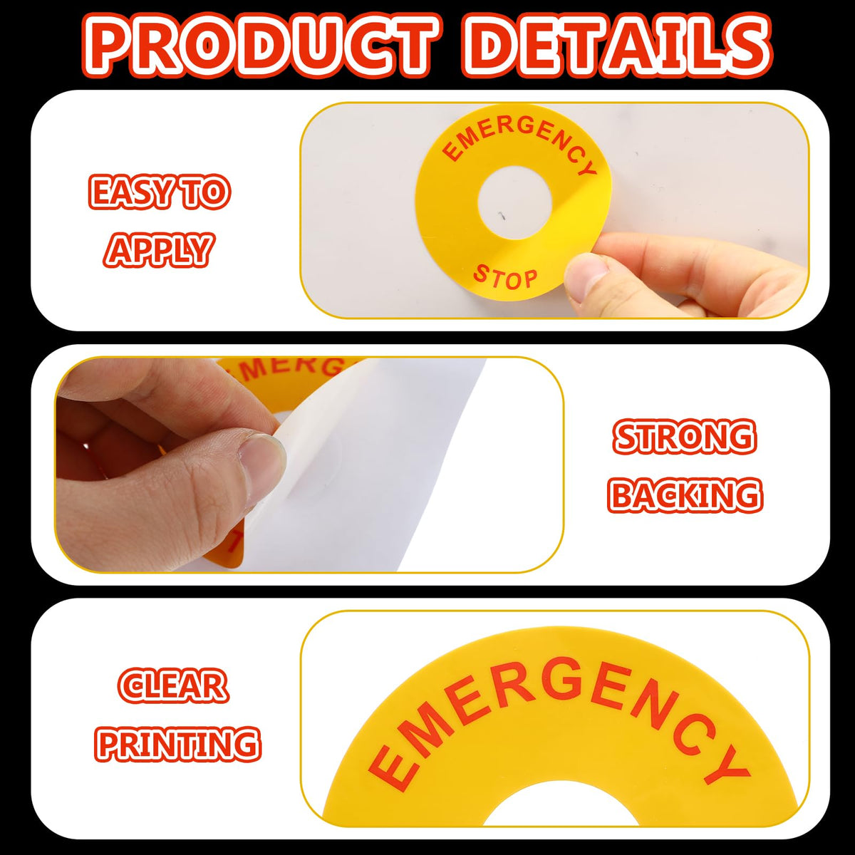 Dunzoom 50 Pcs Emergency Stop Warning Stickers Bulk, Self-Adhesive
