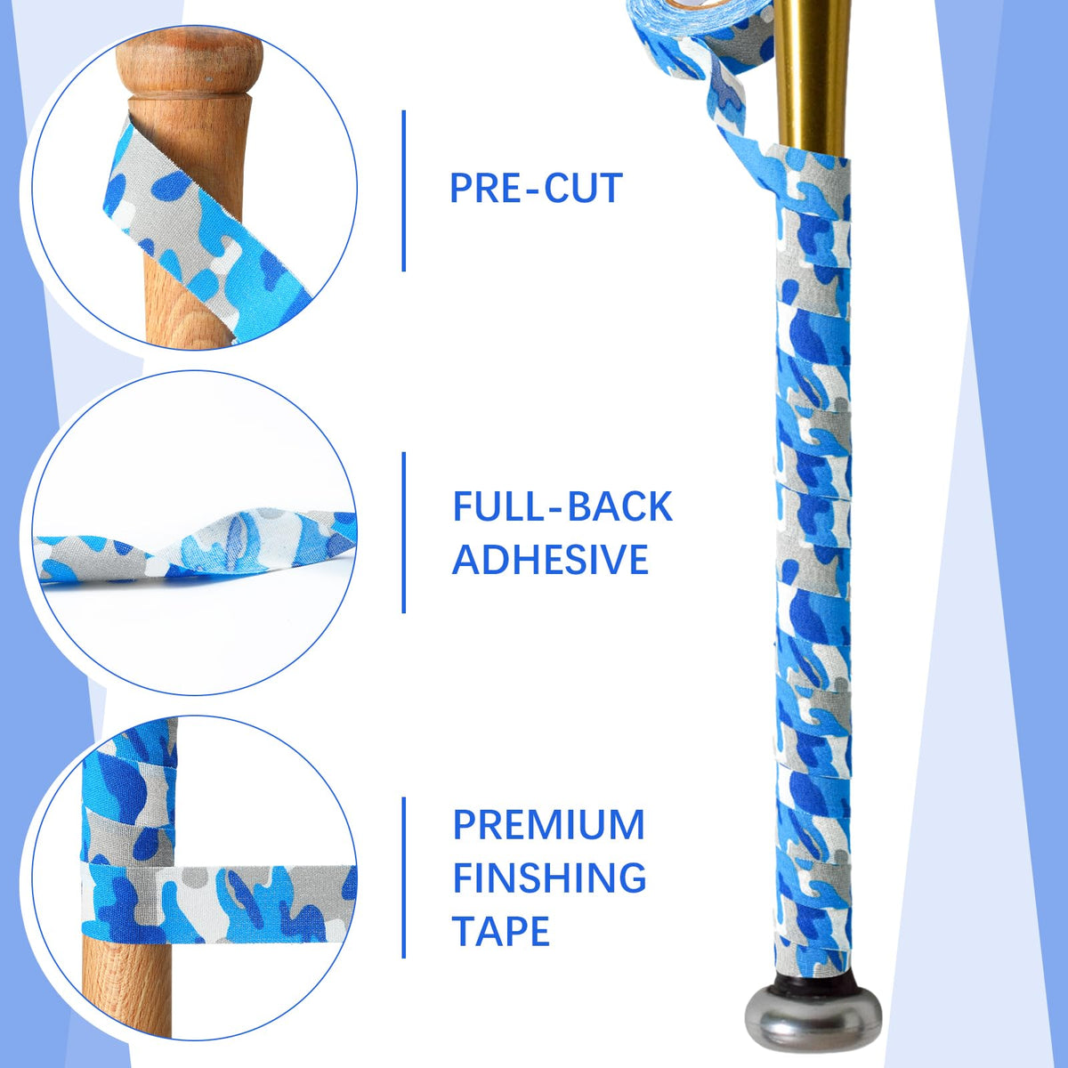 Sosation 12 Rolls Bat Grip Tape Comfortable and Soft Full Adhesive Baseball Softball Precut Batting Grip Tape Replacement for Sports 0.98 x 393.7 Inch Texture