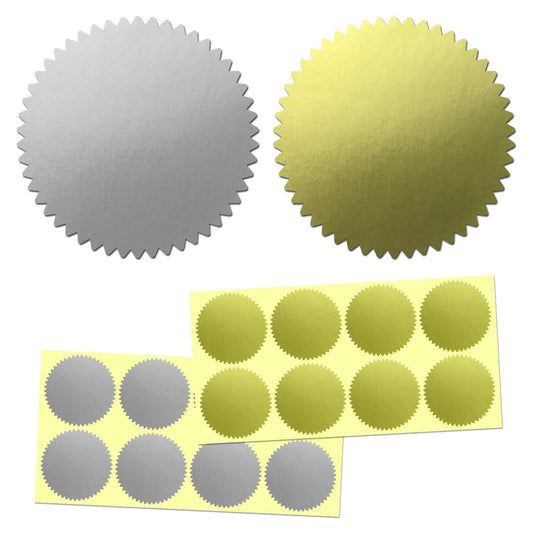 400 Pack, 2" Certificate Award Seals Stickers - Silver/Gold Gold + Silver | Pack of 400