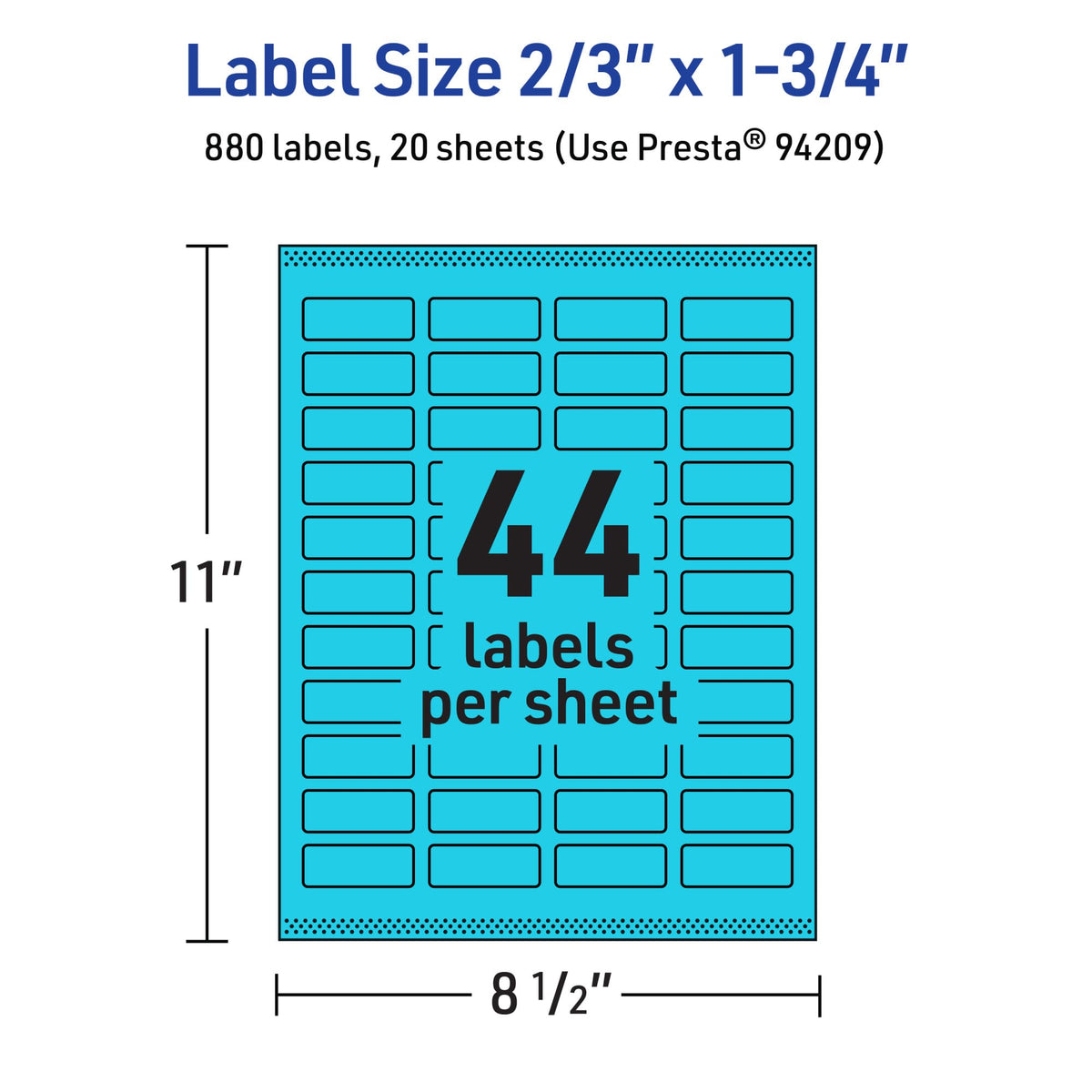 Avery® Printable Rectangle Labels, Sure Feed® Technology, 2/3" x 1-3/4", Bright Blue Labels, Print-to-The-Edge, Laser/Inkjet Printable, 880 Total, Great for Product Merchandising and Jars 880 labels