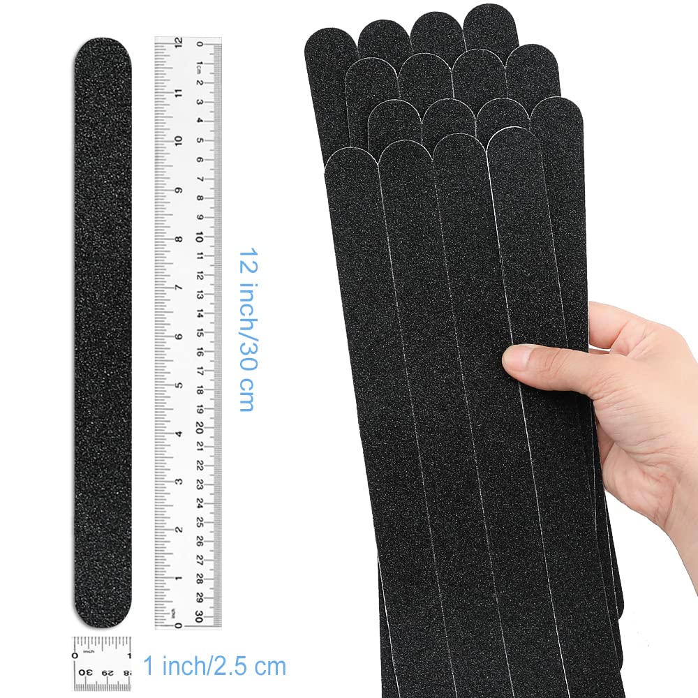 Anti Slip Tape, 16pcs Non Slip Pre-Cut Strips, Treads Safety Non Skid Adhesive Strips for Ladder, Step Stool and Stair (1" x 12", Black) 1" x 12"