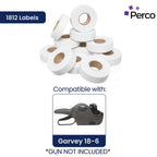 Perco White Price Marking Labels - 14,000 Blank Labels for Garvey 18-6 One Line Price Gun with Ink Roll Included - 11 Rolls, 1 Sleeve - Made in USA