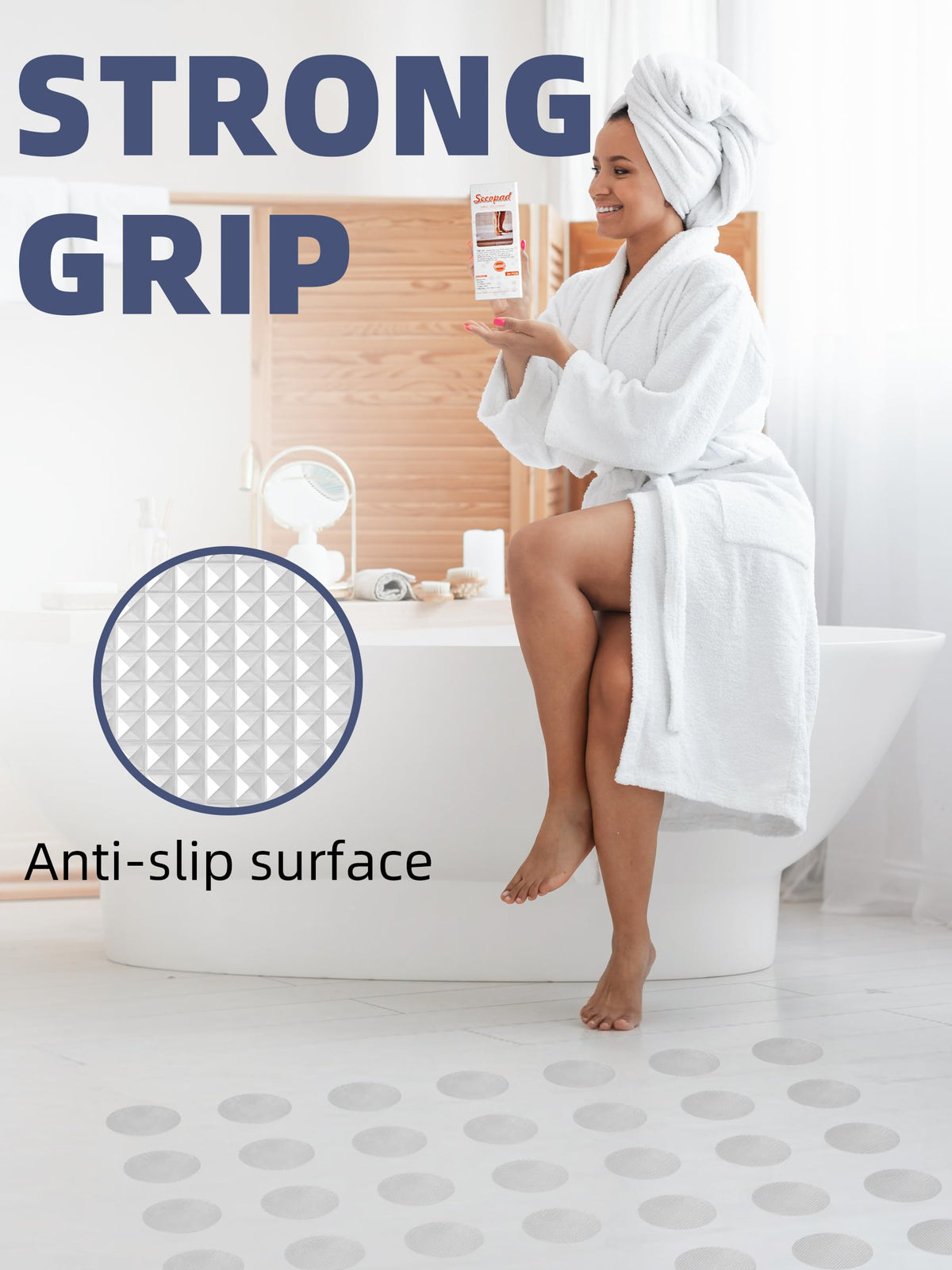 Secopad Round Non Slip Bathtub Stickers with Scraper, 36PCS, Clear 36