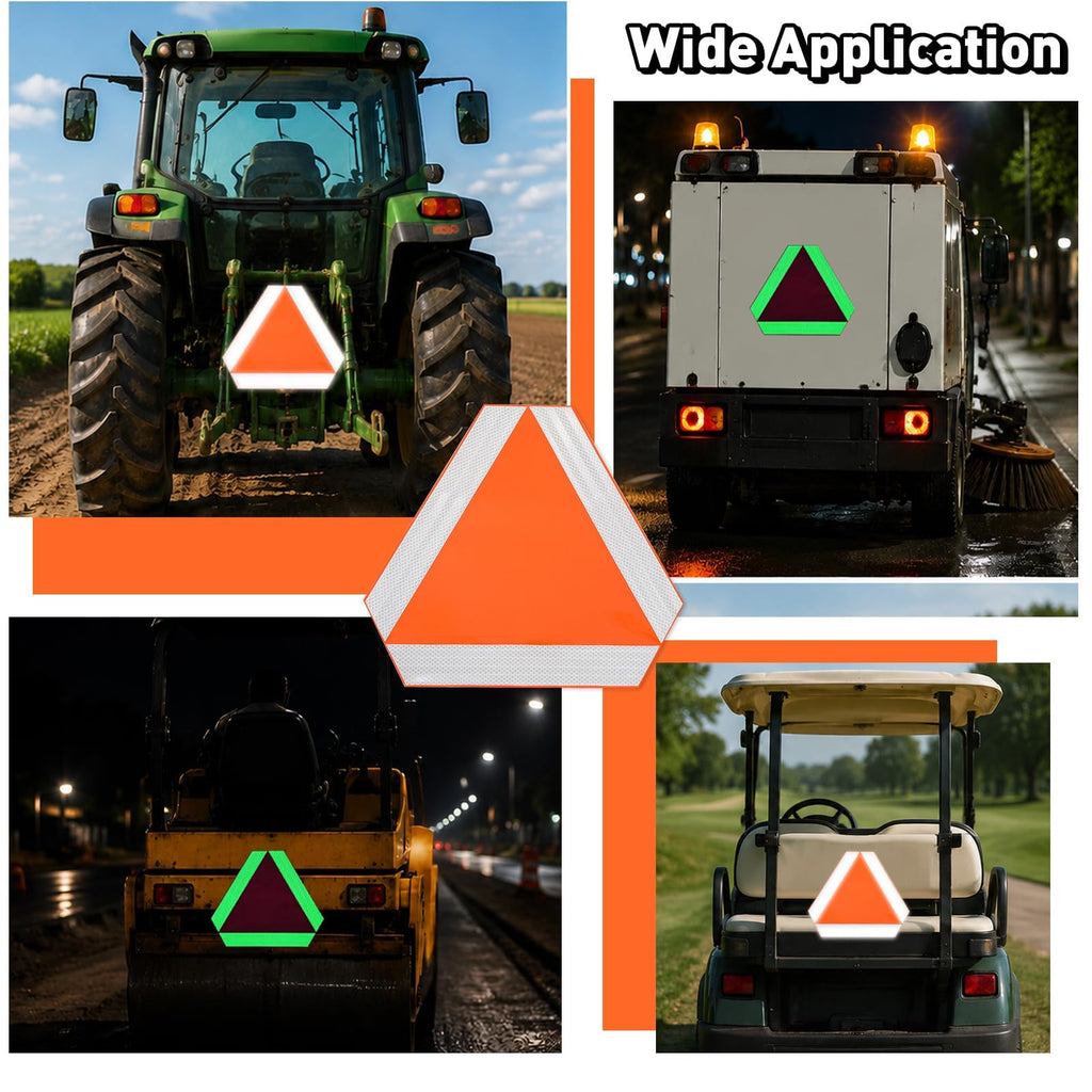 3 Pack Glow in The Dark Slow Moving Vehicle Signs Safety Stickers 14x16In 3