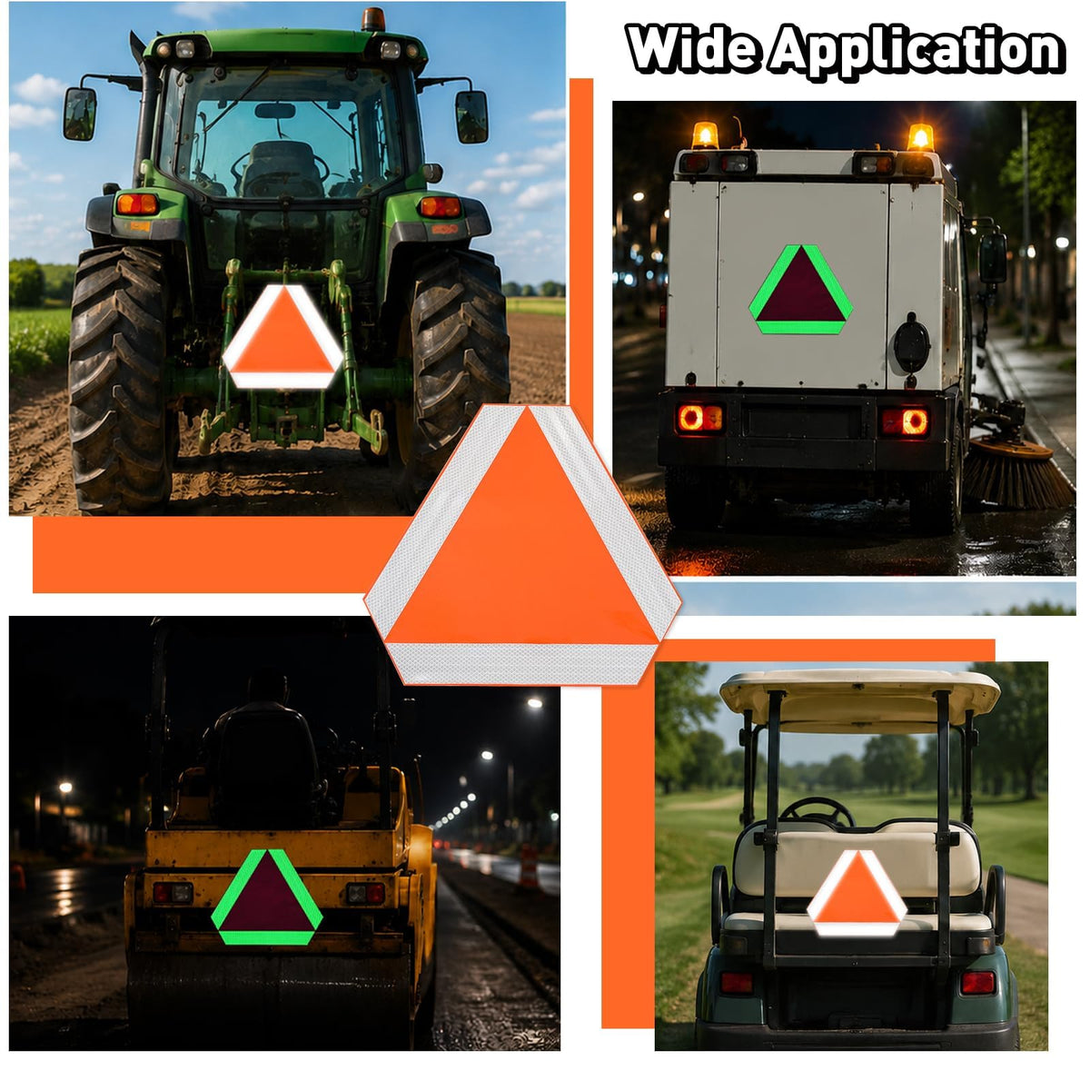 3 Pack Glow in The Dark Slow Moving Vehicle Signs Safety Stickers 14x16In 3
