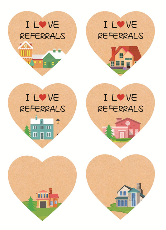 I Love referrals Sticker,2 inch 300pcs Love referrals Stickers for House Sales