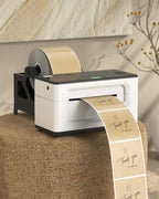 3" Brown Round Thermal Labels 500 Labels/Roll+ITPP941ST Label Holder Black