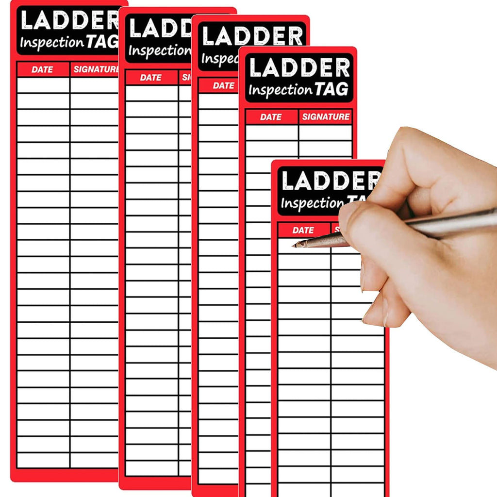 Ladder Inspection Labels Safety Stickers Ladders Red Safety Inspection Tags 8.5 x 2 Inch