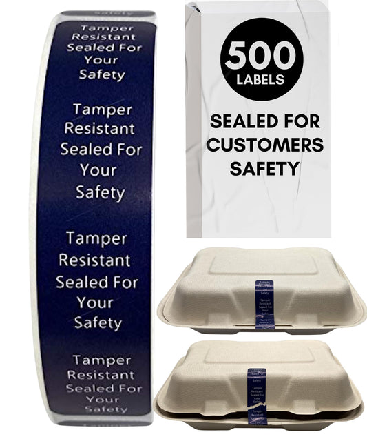 Tamper Evident Tape | Sealed for Your Safety | 500 Tamper Proof Stickers | Seal Tape to Help Increase Security During Delivery Stickers |(0.75 x 3.5 in) Navy Blue Safe Food Seal Tamper-evident