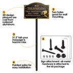 No Trespassing Private Property Video Surveillance Sign with Stakes