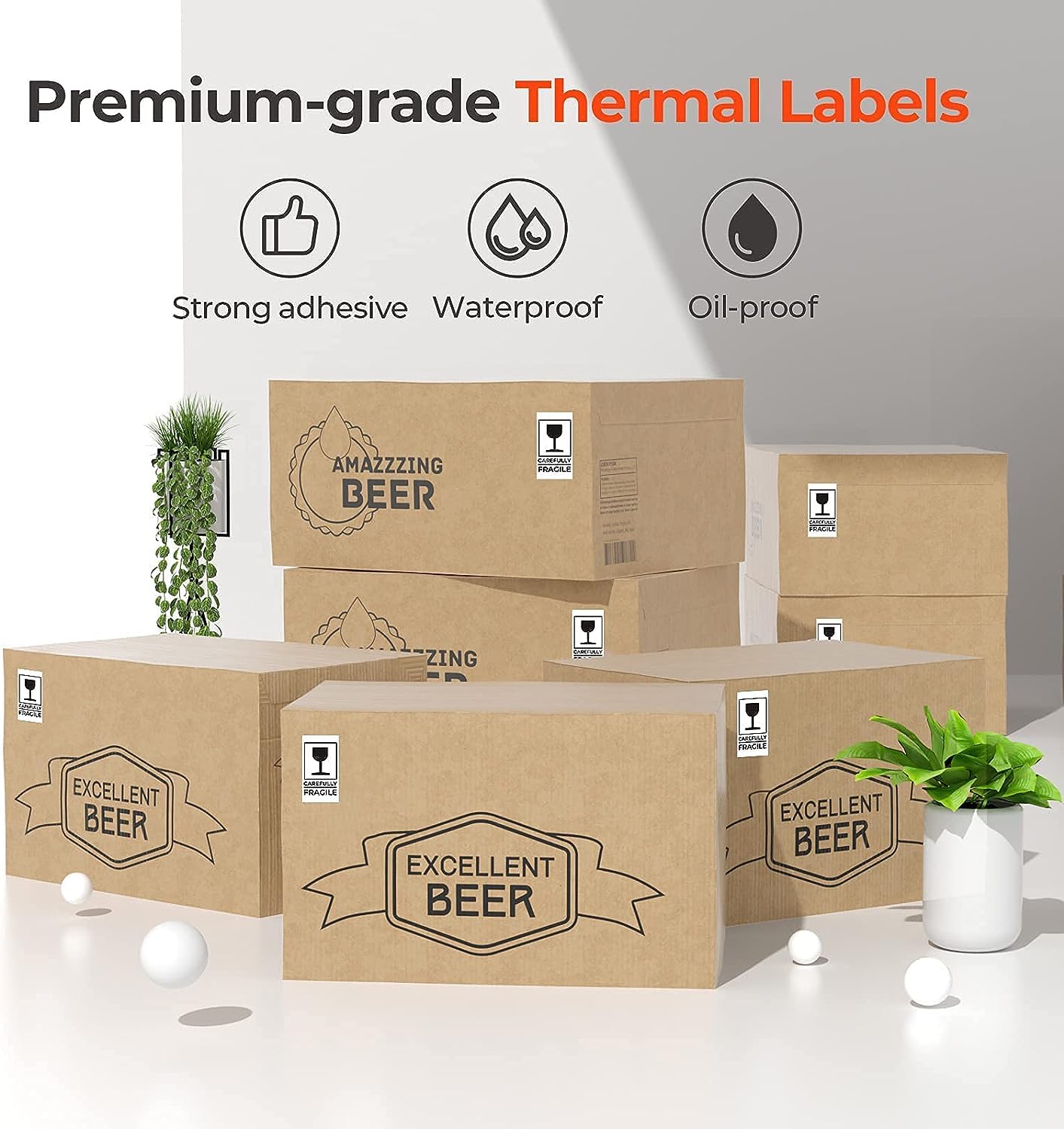 MUNBYN 2.25"x1.25" Thermal Sticker Labels, White Self-Adhesive Barcode Label Paper for Direct Thermal Printer and Business, Multi-Purpose Rectangle Address Shipping Mailing Stickers,1000 Sheets/Roll 2.25x1.25 1