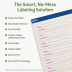 Avery Dissolvable Rectangle Labels, Sure Feed Technology, 1" x 4", Matte White, Laser/Inkjet Printable, 500 Labels Total, Freezer-Safe, Microwave-Safe, Refrigerator-Safe