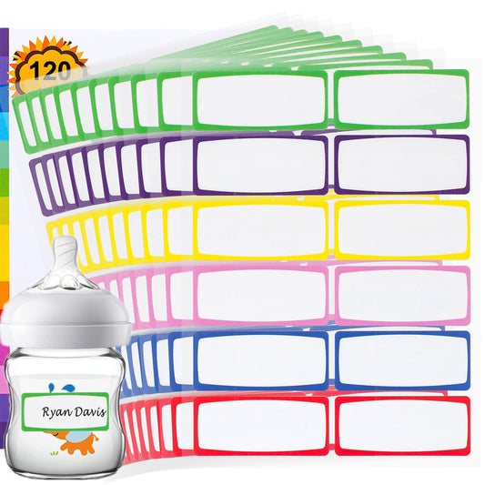 Name Labels for Kids Stuff School Supplies, 120 PCS Waterproof Daycare for Baby Bottle, Self Laminating, Dishwasher Safe, Personalized Kids Name Stickers Tags for Sippy Cup, Water Bottles 10sheets-120pcs