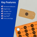 Avery® Printable Round Labels, Sure Feed® Technology, 1/2" Diameter, Bright Orange Labels, Print-to-the-Edge, Laser/Inkjet, 6,160 Total, Great for Price Stickers and Mailing Seals 6,160 labels