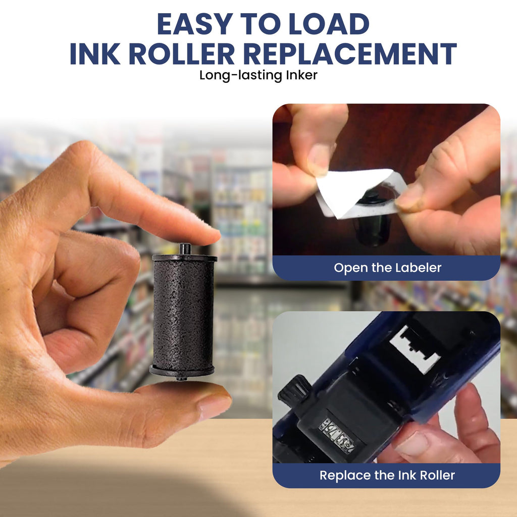 Perco Ink Roll for Perco Pro (1 and 2 Line) Price and Date Guns - Pack of 4 Replacement Inkers - Easy to Load, Premium, Clear & Bold Prints - Made in USA 4 Pack