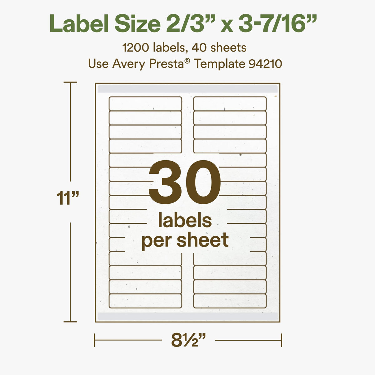 Avery Printable Rectangle Hemp Labels with Sure Feed Technology, 2/3" x 3-7/16", Off-White, Laser & Inkjet Compatible, 1200 Total, Great for Product Branding, Packaging, and More 1,200 Labels