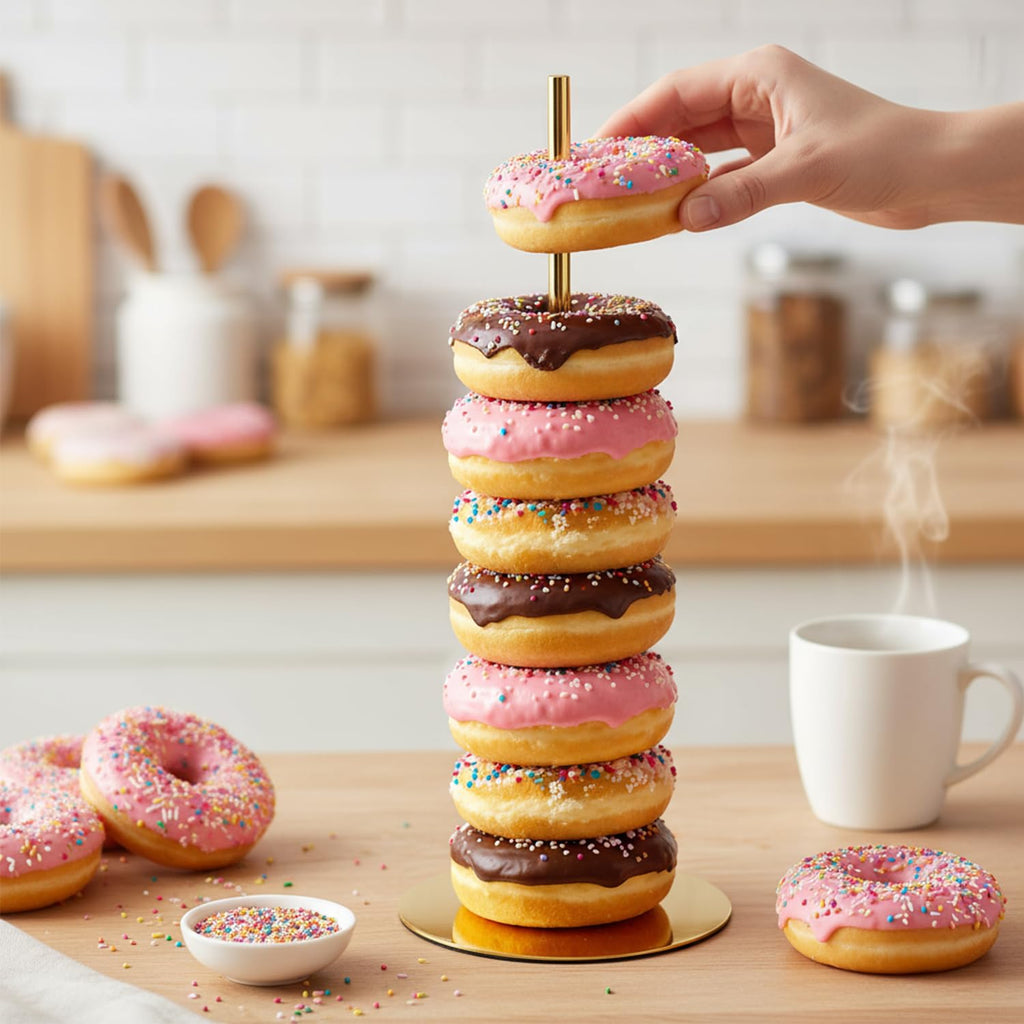 2 Pcs Metal Donut Display Stand Tower for Dessert Table, Gold 2
