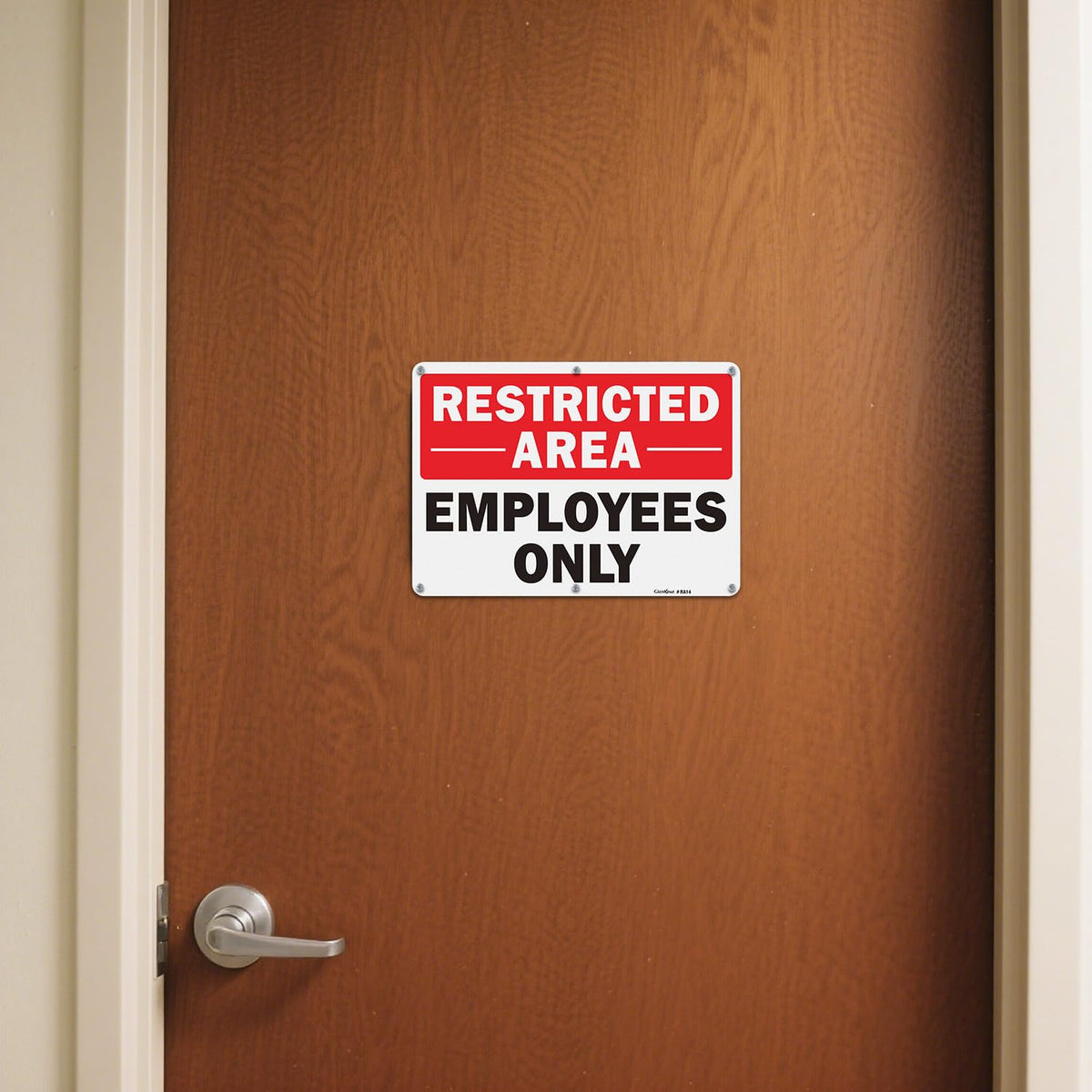 GicnKeuz Large Restricted Area Sign, 14x10 Inches Employees Only Signs, Rust Free.40 Reflective Aluminum, Fade Resistant/Waterproof, 6 Pre-drilled Holes (4 Pack) 4 Pack