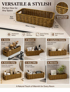 Rectangular Handwoven PVP Rattan Storage Basket with Handles