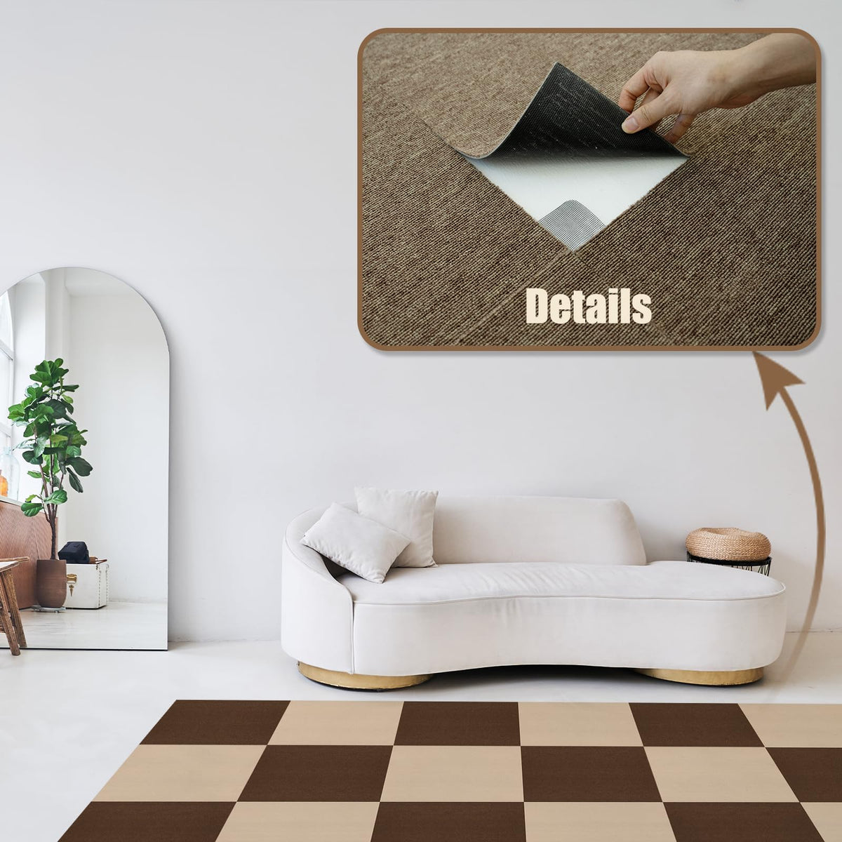 4" x 4" Carpet Tile Tape, Strong Hold Single Sided Carpet Tape for Hardwood Floors Area Rugs Mats, No Residue Adhesive Tape for Indoor Use(200 Pcs) 200 PACK