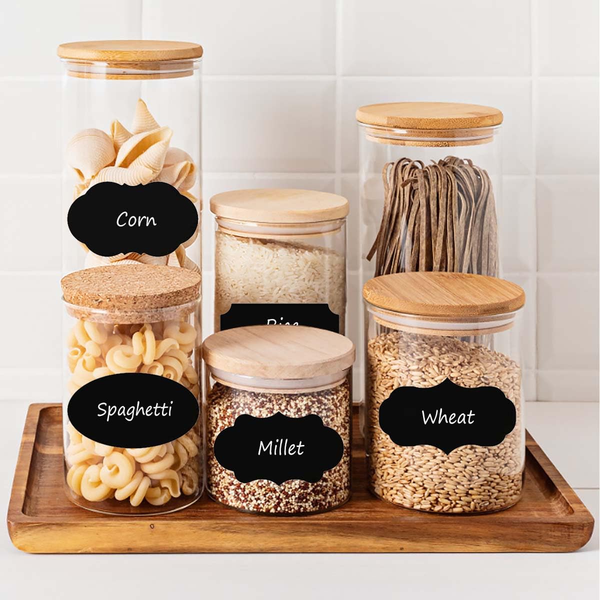 Spice Labels Stickers, 200 pcs Large Size Waterproof Chalkboard Labels Blackboard Stickers for Jars Price Kitchen Pantry, 8.9 x 5.5cm