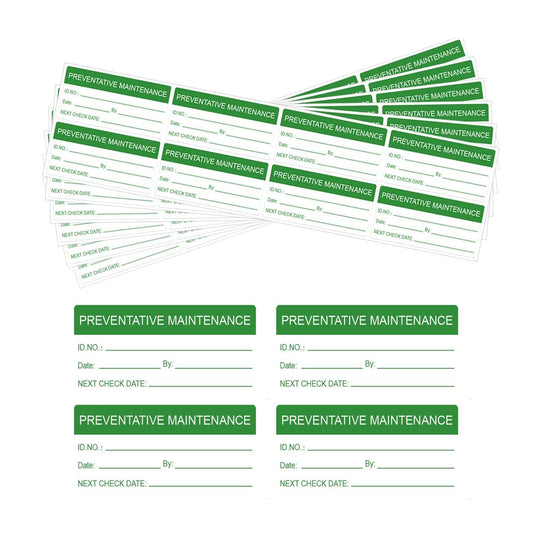 Self Laminating Preventative Maintenance Stickers 1 x 2 Inch Waterproof Inspection Safety Label by/Date/Next Labels with Clear Flap 180 Pcs