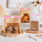 100 Pcs Pink Food Retail Package Seal Stickers, 9x1 Inch