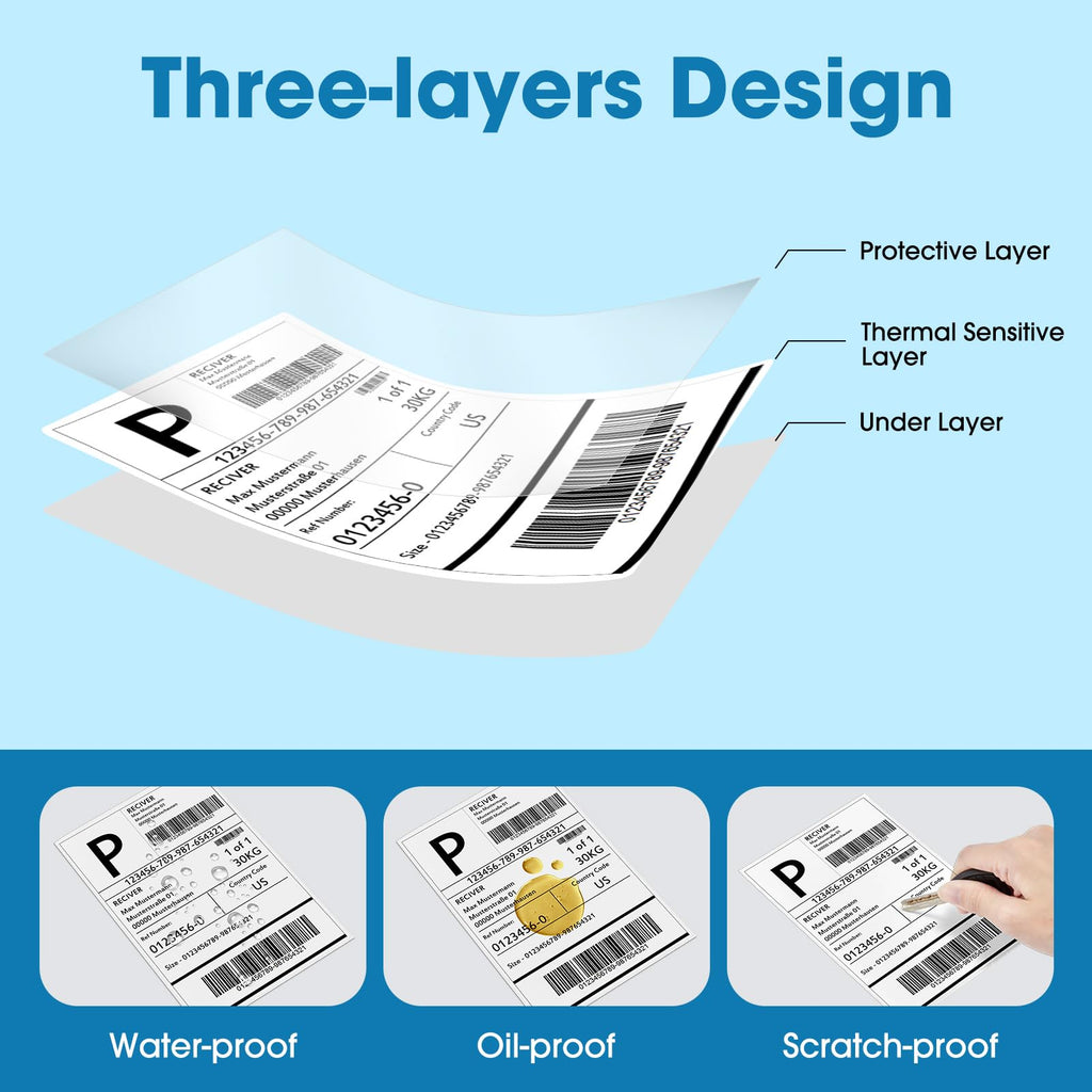 Fuxury Thermal Labels 4x6 500 Labels Fanfold Direct Shipping Label 4x6"-500 Labels