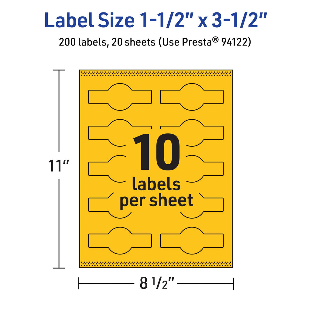 Avery® Printable Wraparound Band Labels, Sure Feed® Technology, 1-1/2" x 3-1/2", Bright Yellow Labels, Print-to-the-Edge, Laser/Inkjet, 200 Total, Great for Soap Labels and Jar Labels 200 labels