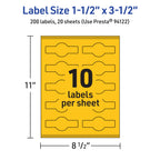 Avery® Printable Wraparound Band Labels, Sure Feed® Technology, 1-1/2" x 3-1/2", Bright Yellow Labels, Print-to-the-Edge, Laser/Inkjet, 200 Total, Great for Soap Labels and Jar Labels 200 labels